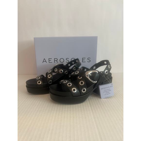 Aerosoles Cleveland Slingback
Platform Sandals Black Silver Size 7M Brand New - Picture 2 of 12